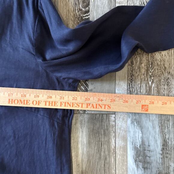 Lands' End 100% Linen Tunic Top Medium Floral Beaded Peasant Resortwear Blue - Picture 6 of 8